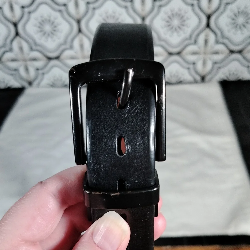 Men's Black And Brown Reversible Leather Belt Size L  30-32